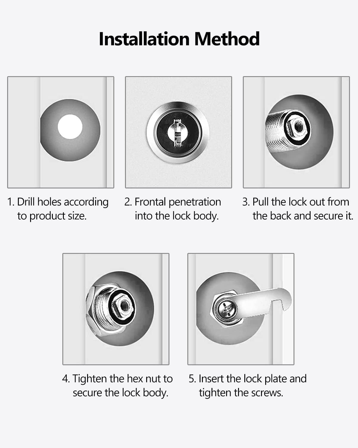 8 Packs Drawer and Cabinet Locks (Keyed Different) Secure Important Files, 1-1/8Inch 30mm Cam Locks with 3 pcs Different Lock Plates for Cabinet Cupboard File Drawer Mailbox Dresser Kitchen