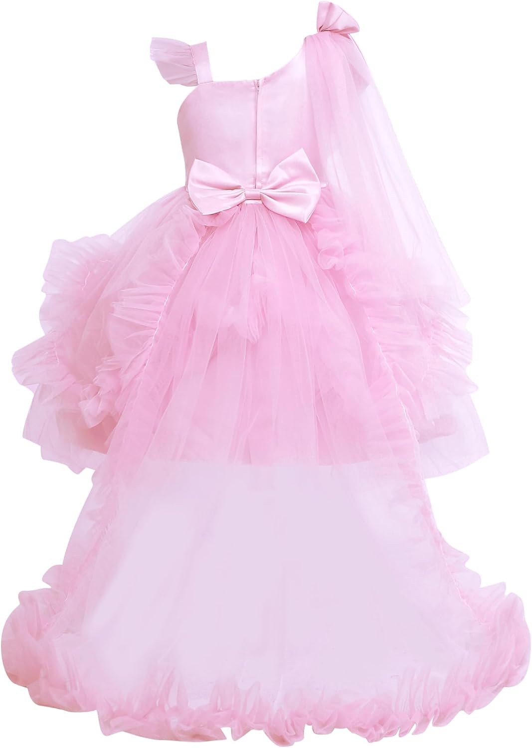 Baby Girls Flower High Low Dress 1st Birthday Christening Party Wedding Pageant Baptism Tutu Gown