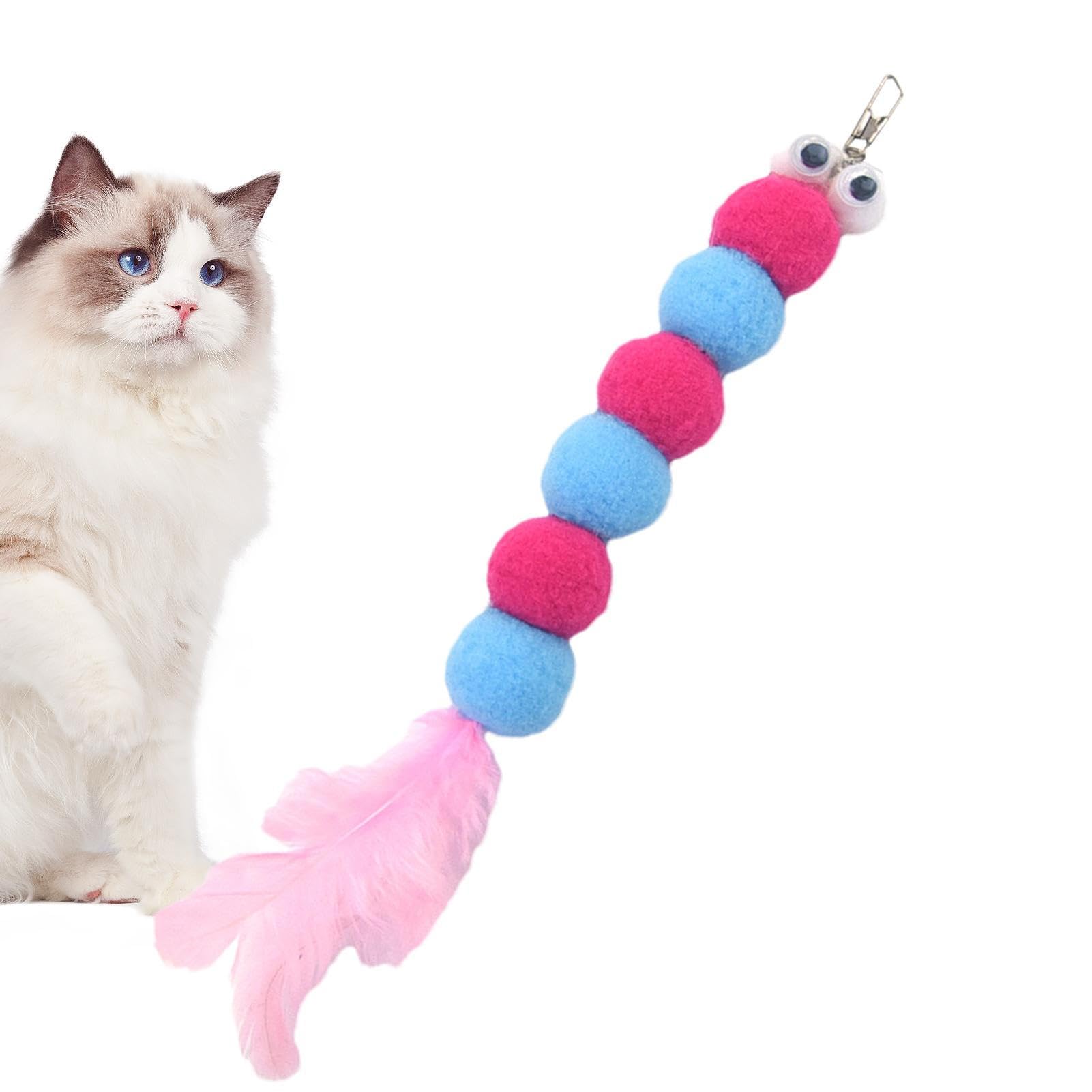 Begel Rose Blue Cat Teaser Toy,Cuddly Stuffed Cat Wand Rainbow Toy - Worm Cat Toys, Worm Cat Toy Refills, Cat Wand Rainbow Toy, Cat Wand Attachments