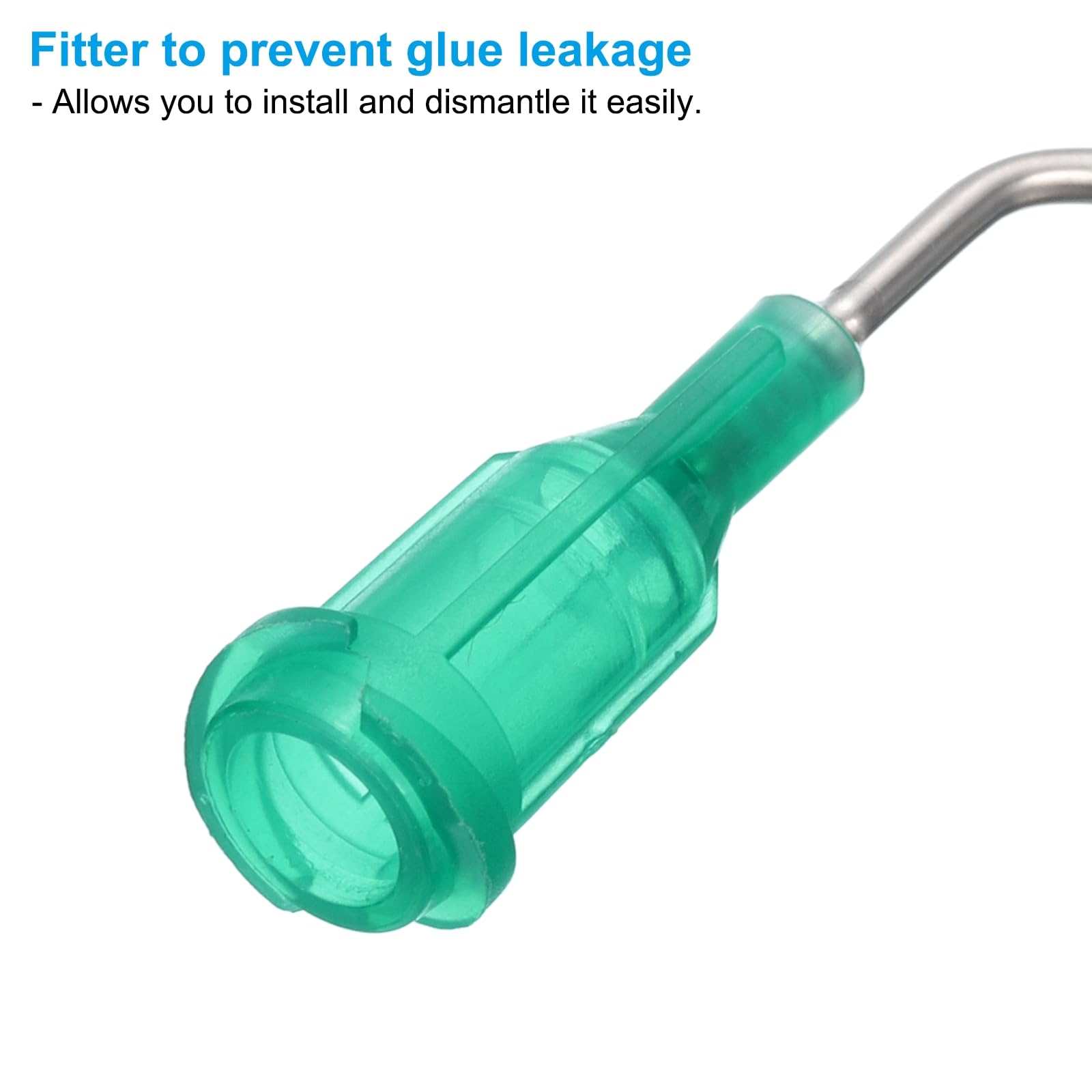 PATIKIL 18Ga x 0.5 Zoll Dispensiernadelspitzen 200 Stück Edelstahl 45 Grad Vorgebogene Klebenadelröhrchen Stumpfe Spitzen Mit Luer Lock Kleber Öl Applikator Hellgrün