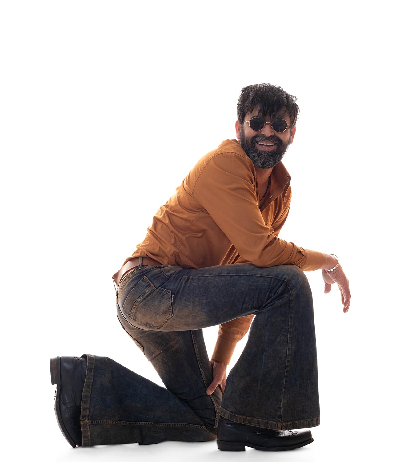 COMYCOM Jeans a Zampa da Uomo con Lavaggio Dirty Star Red County