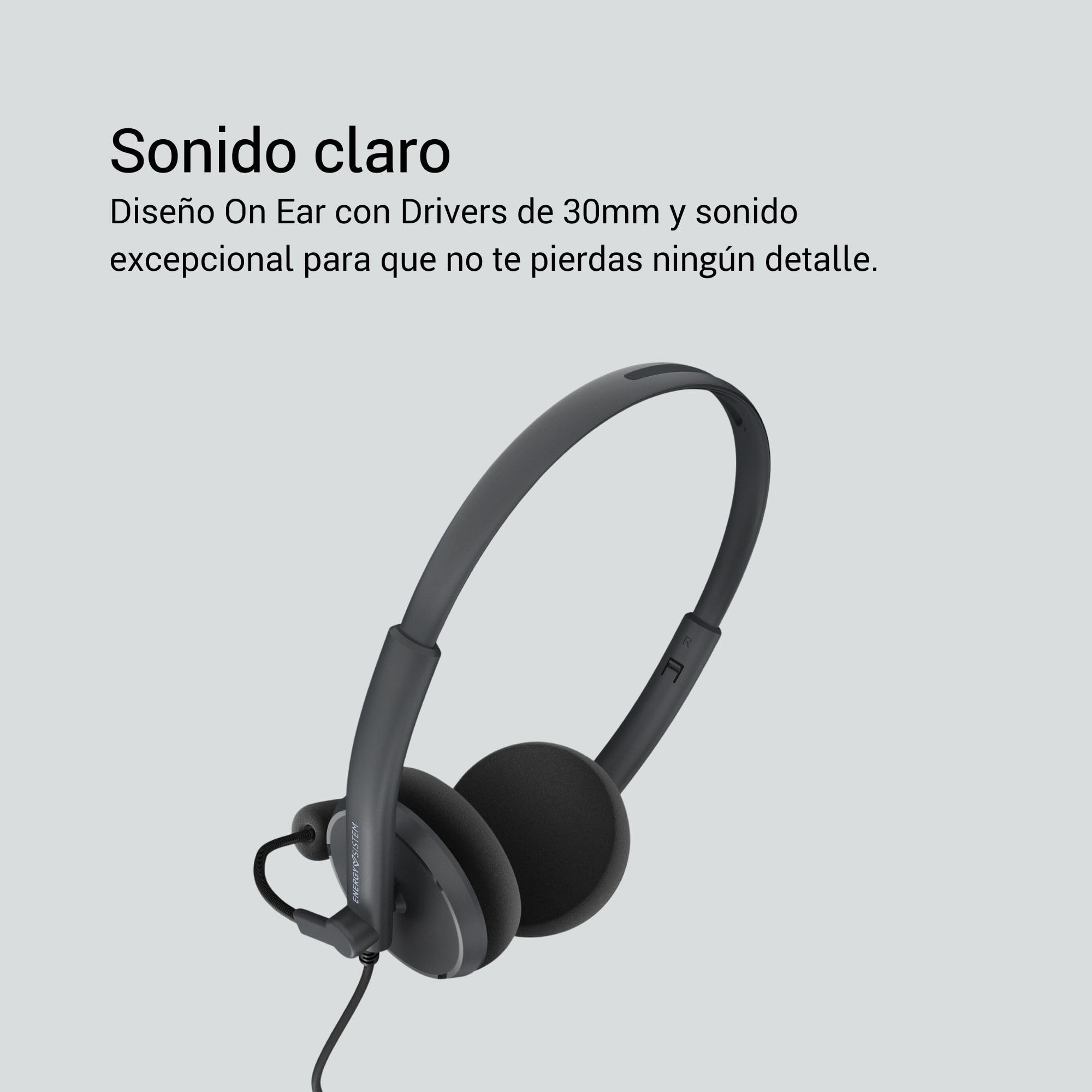 Energy Sistem Headset Office 2 Anthracite (Auricular On-Ear, Compatible con PC/Mac/Smartphone, Conector 3.5 mm, micrófono con Brazo retráctil), Negro (Paquete de 4)