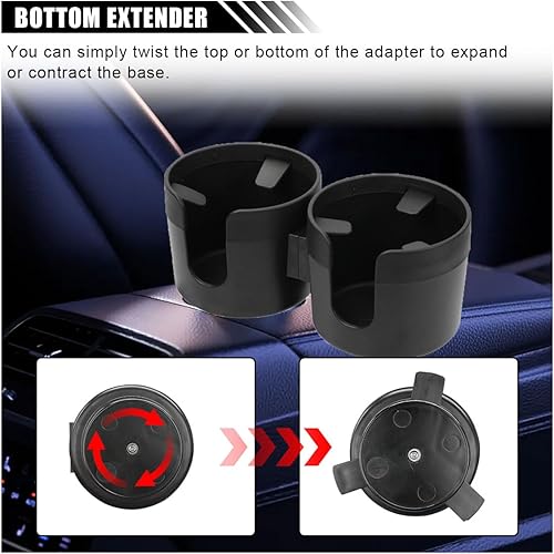 Miniatura 5 de Extensor de portavasos doble para automóvil, adaptador de portavasos 2 en 1 con base ajustable, organizador universal multifuncional para bebidas,