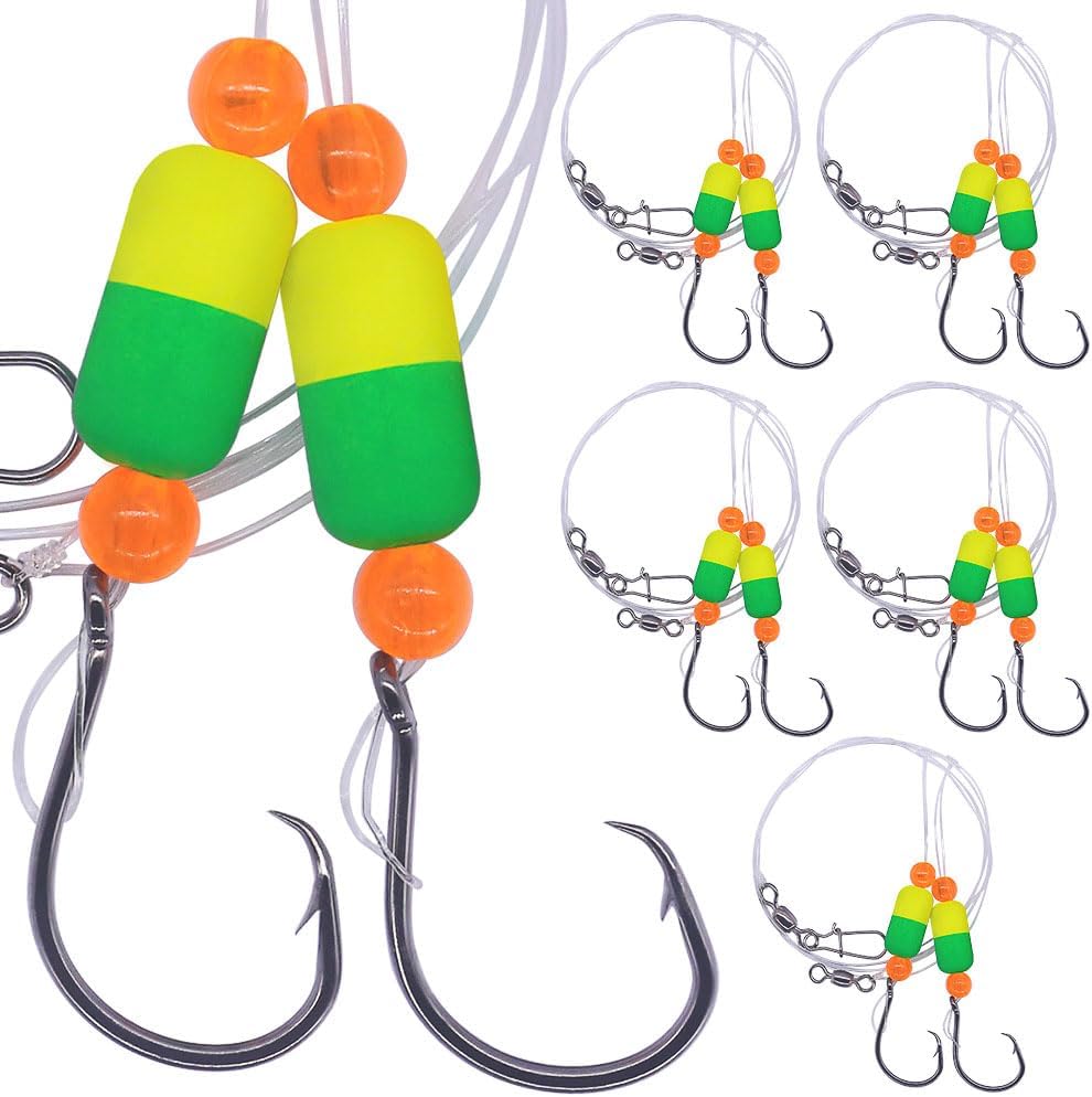 Pompano-Rigs-for-Surf-Fishing-Saltwater-Gear with Double Circle & Kahle Hooks- 6-Pack Surf Fishing Tackle