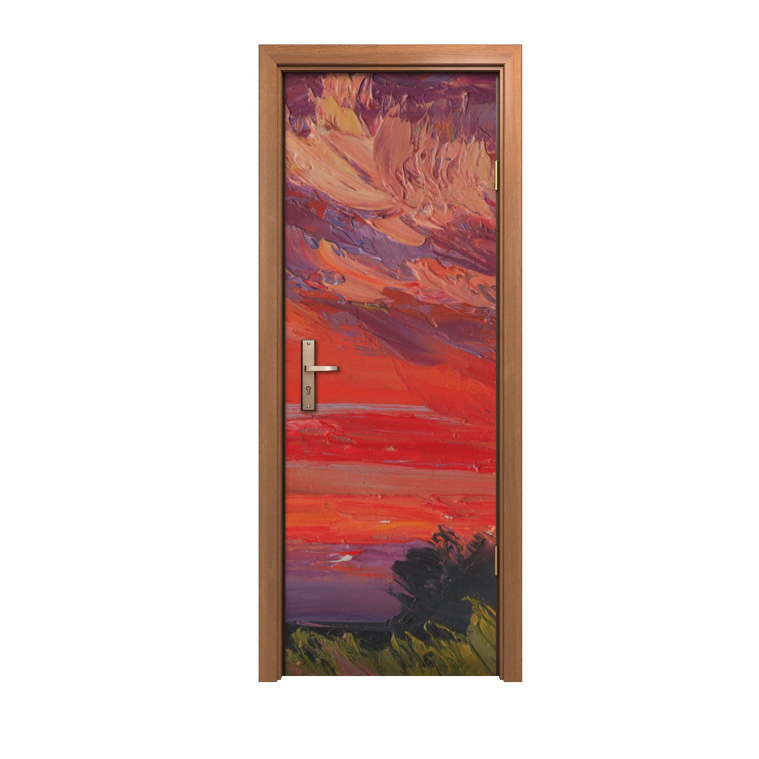 Autocollant de porte 70x200cm paysage des arbres pour décoration murale