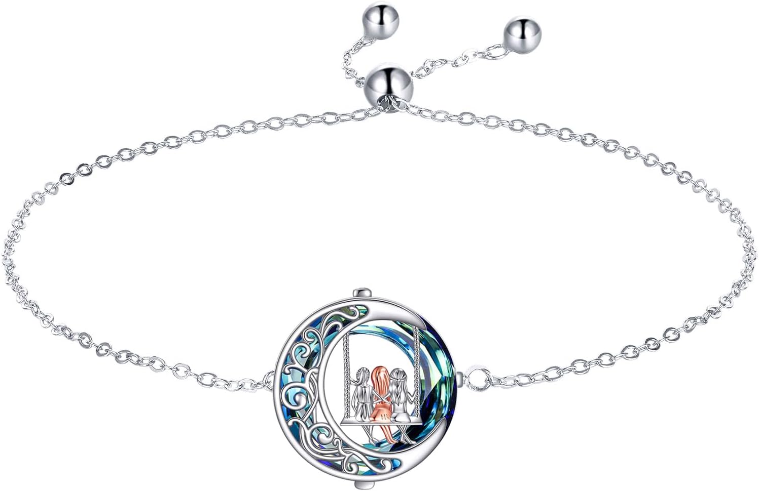 Crystal Bracelet Sterling Silver Adjustable Chain Family/Sister/Animals Bracelets Anklets Link Jewelry Gifts for Women