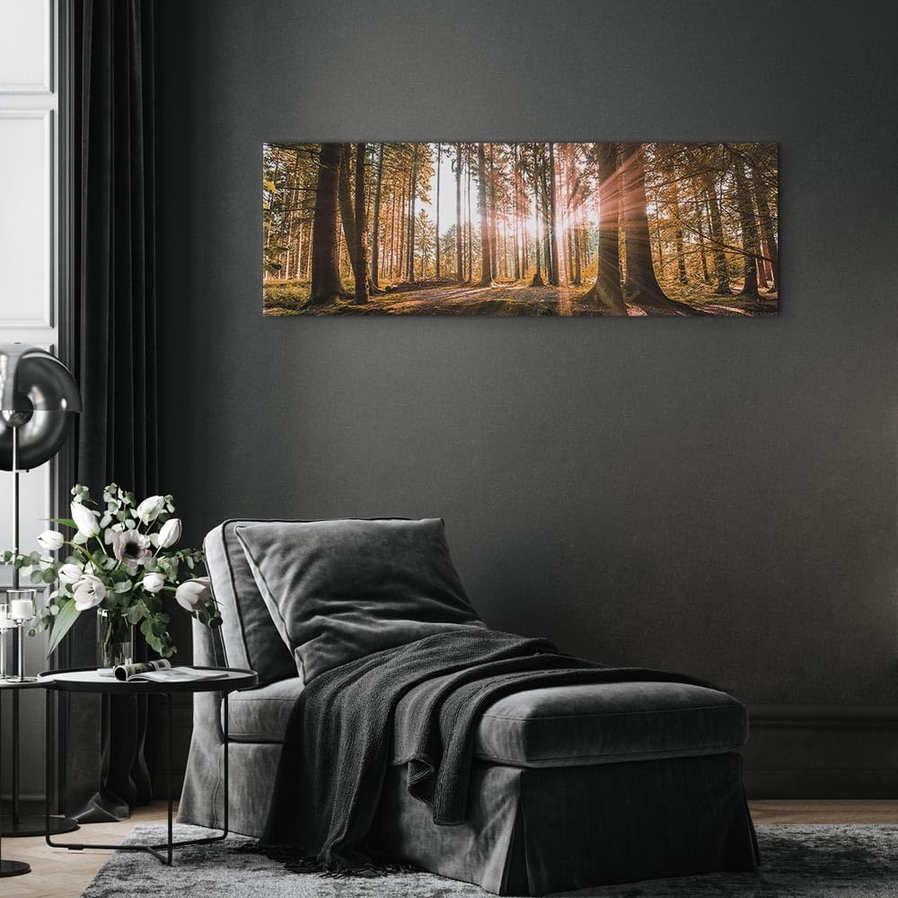 artgeist Acoustic Canvas Wall Art Print Forest 47x16 in - 1pcs Picture with Acoustic Foam Sound Print Artwork Room Acoustics Soundproofing c-B-0077-b-d