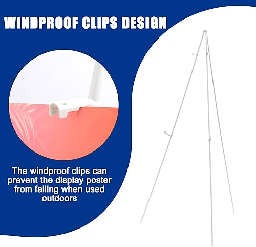 Miniatura 3 de Caballete para exhibición de caballetes de 63 pulgadas para letrero de boda, cartel, lienzo de pintura, caballete de metal portátil, color blanco