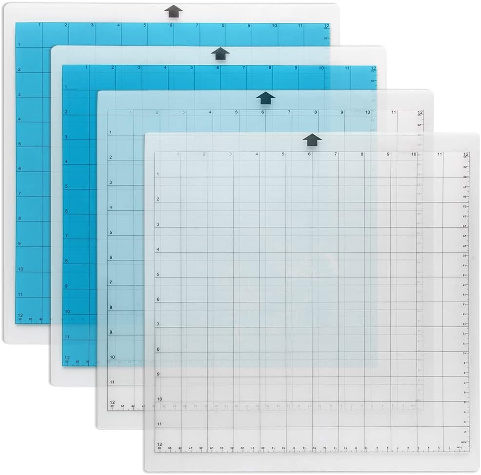 WIWAPLEX Cutting Mat for Silhouette Cameo, Standardgrip 12x12Inch, 4 Pack, Adhesive & Sticky Non-Slip Flexible Gridded Cut Mats, Replacement Vinyl Cutting Mat for Craft