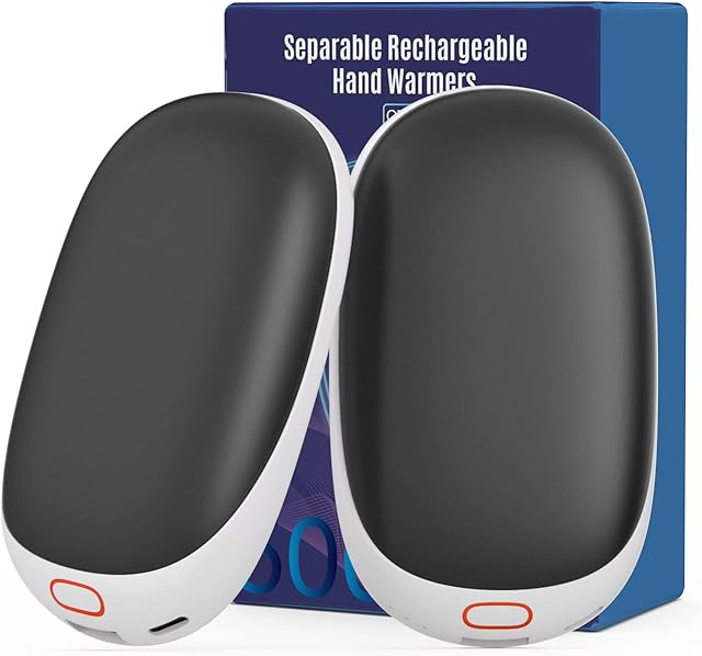 Jonwall Hand Warmers Rechargeable, 2-Pack 5000mAh Reusable Magnetic Hand Warmer Electric Portable Pocket Warmer, USB Battery Operated Power Bank Hand Heater Great Gift for Women Men