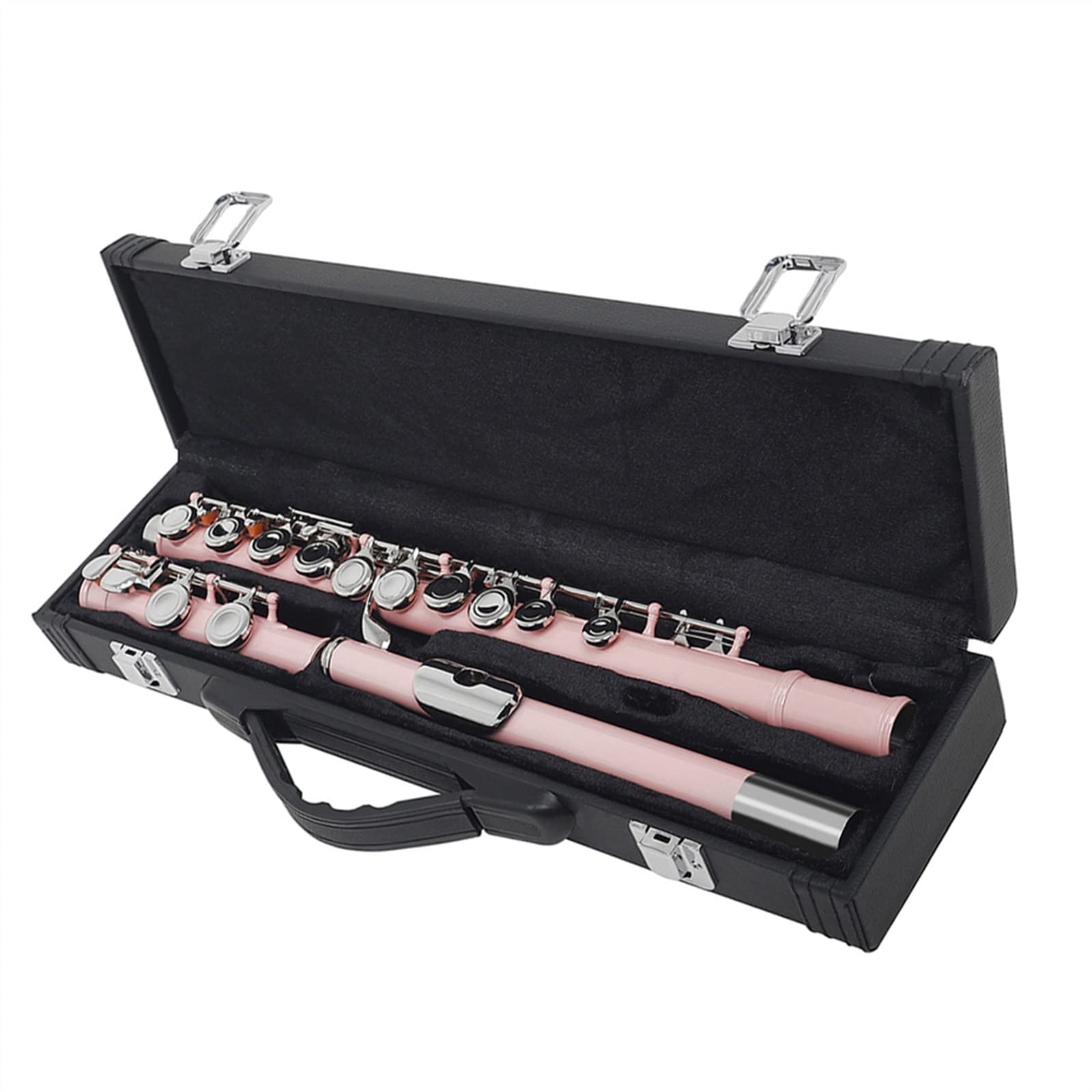 TSTS Flauto traverso Rosa 16 Fori Flauto con Chiave E Strumento A Fiato Foro Chiuso Tono C Nichel Argento Chiave Tubo in Cupronichel con Custodia