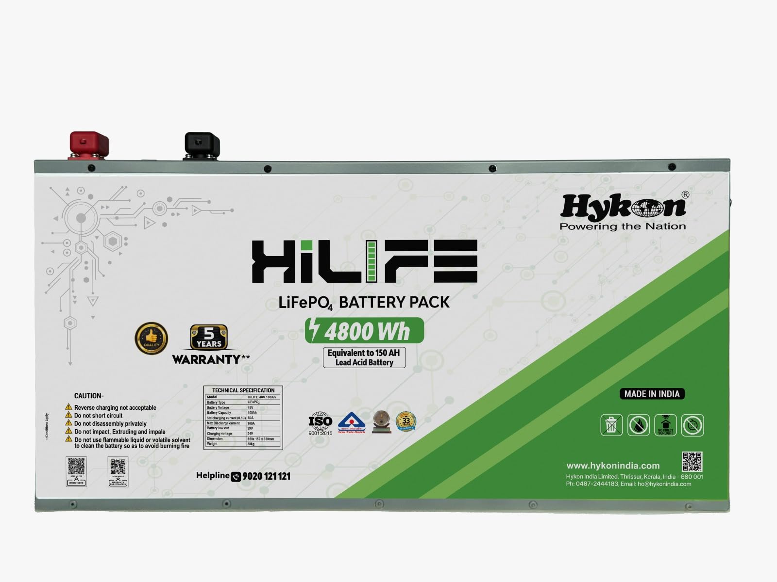 Hykon HiLIFE 48Volt 100Ah Lithium Ferro Phosphate Inverter Battery, Great Backup, BMS Protection, Long Life up to 12 Years, Works with Any Inverter, 5 Years Warranty-image-34