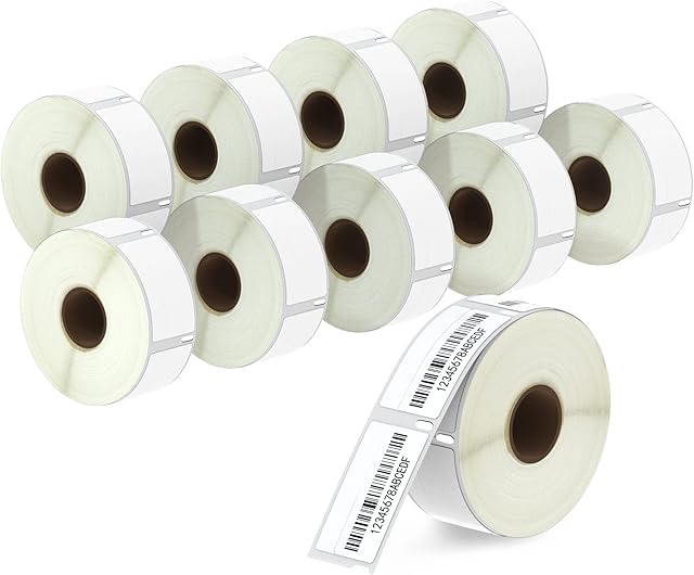BETCKEY - 10 Rolls 11355 Self-Adhesive Labels Compatible with DYMO S0722550, 19mm x 51mm, 5000 Small Multi-Purpose Labels Using for DYMO LabelWriter 450 & 4XL