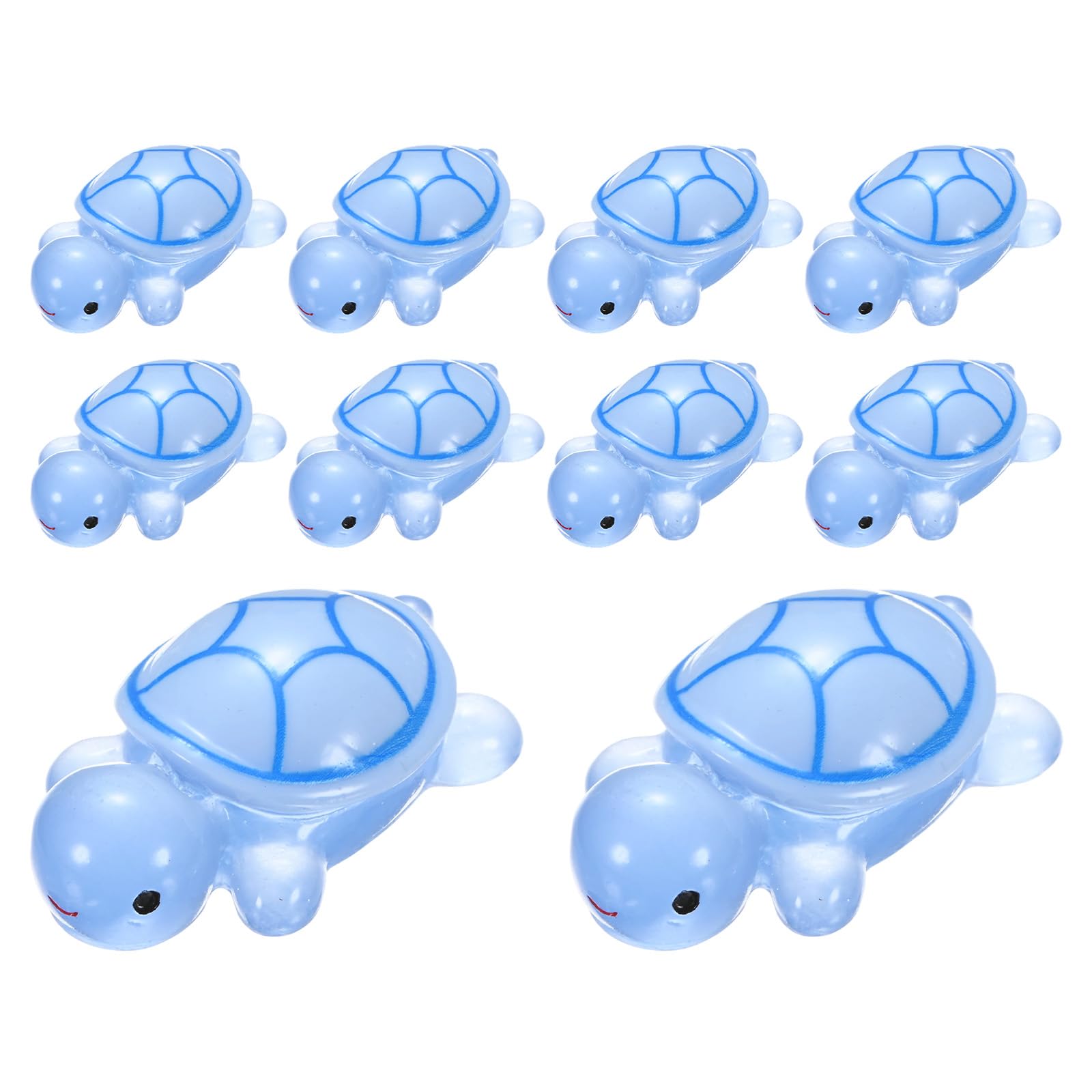 M METERXITY 10-Pack Luminous Medium Resin Turtles, 3.39" Glow in the Dark Tiny Sea Turtle for Fairy Garden/Micro Landscaping/Dollhouse, Cute Miniature Ocean Animal Figurine to Hide [Blue]