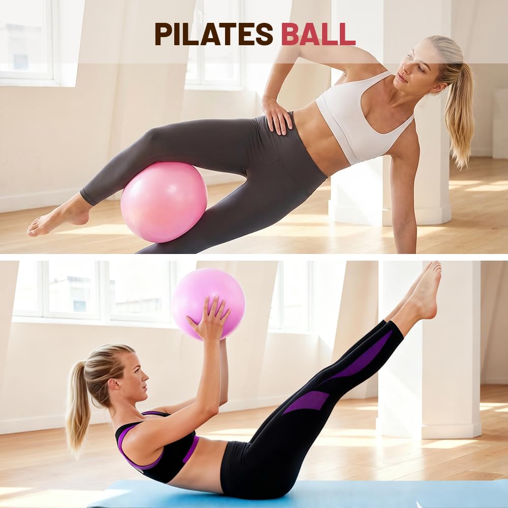 Kit Pilates Maison 15 Pcs Pilates Kit Pilates Accessoires Cercle Pilates, Yoga Ball, Resistance Bands, Pilate Ring, Yoga Band, Ceinture Auxiliaire pour La Force, La Flexibilité, La Stabilité
