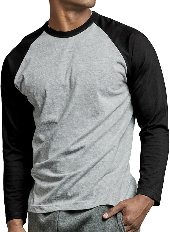 Image of Men's Henley Shirts Raglan Long Sleeve Casual Slim Fit Lightweight Fashion T-Shirts