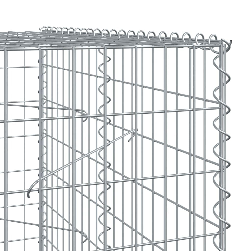 Gavión con tapa, 300 x 100 x 200 cm, cesta de piedra galvanizada | Cesta de alambre de metal resistente para jardín. Fácil montaje sin herramientas gracias a sus prácticas varillas en espiral.