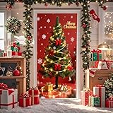 2025 N Ew Weihnachts-Türabdeckung, Weihnachts-Haustürabdeckung, elastisch, 91, 4 x 203, 2 cm, Türdekoration für Weihnachten, festliche Partys, Heimdekoration (C, A)