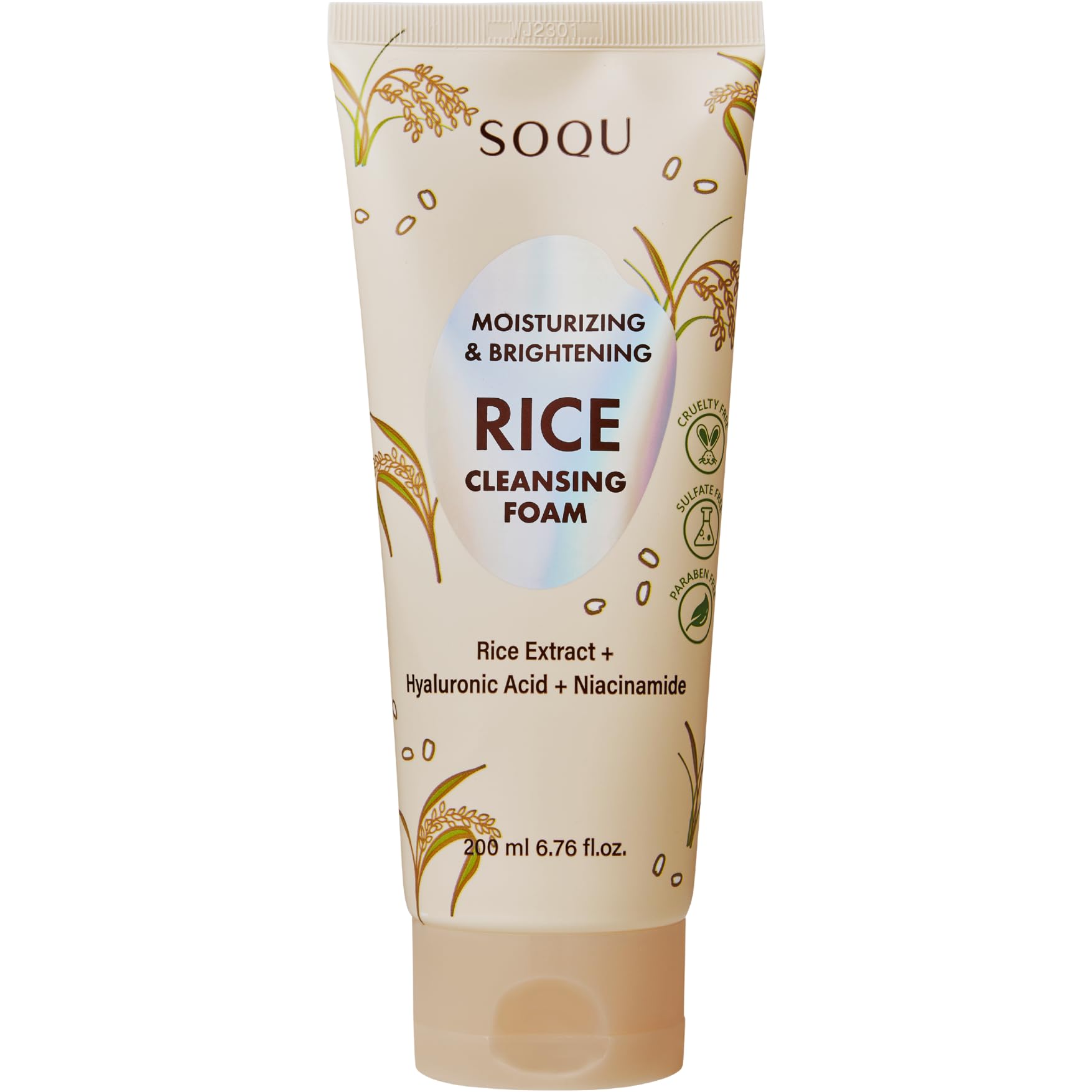 Amazon.com: SOQU Rice Foam Cleanser with Niacinamide & Hyaluronic Acid –  Gentle Korean Face Wash for Hydrating & Brightening – Made in Korea – 200ml  : Beauty & Personal Care