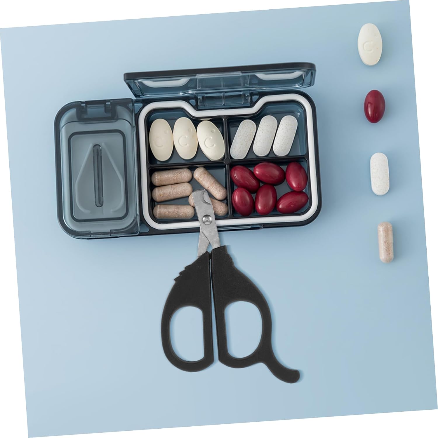 Veemoon Pills Scissor Medicine Cutter Portable Pill Splitter Tool Gluten Medicine Scissors Accurate Cutting for Tablets Easy to Use for Elderly