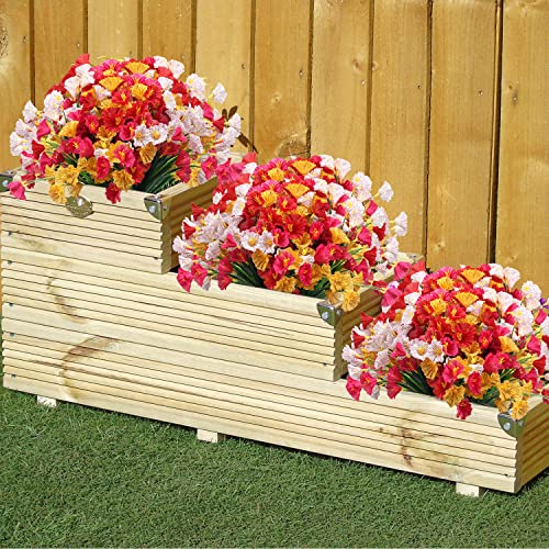 Satefello Artificial Flowers For Outdoors,16 Bundles Outdoor Fake Flowers Uv Resistant Faux Silk Flowers For Outside Planters, Window Box Pot(Mix Color) #TOP5