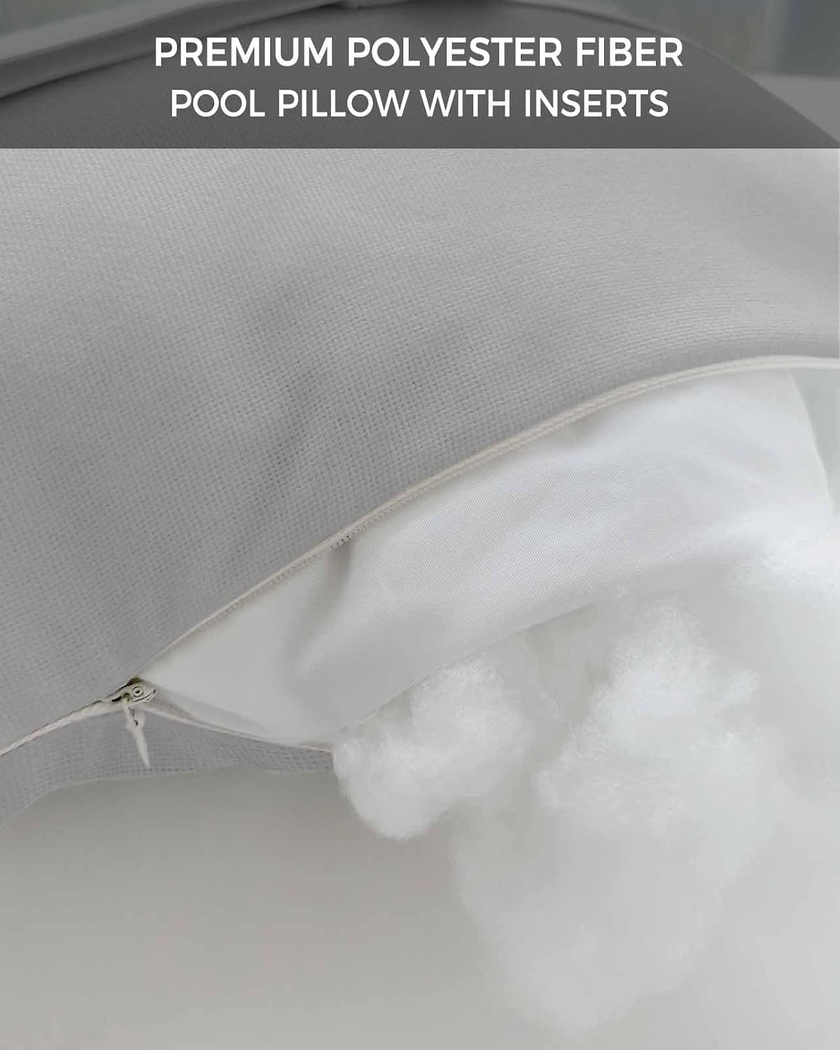 Grey Solid Color Outdoor Head Pillows for Recliner Lounge Chair,Pack of 1 Waterproof Throw Pillow Cushion Cases with Insert&Elastic Strap,Minimalist Art Neck Pillow for Patio Beach