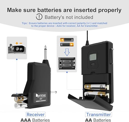 Miniatura 8 de FIFINE Wireless Microphone System, Wireless Microphone set with Headset and Lavalier Lapel Mics, Beltpack Transmitter and Receiver,Ideal for