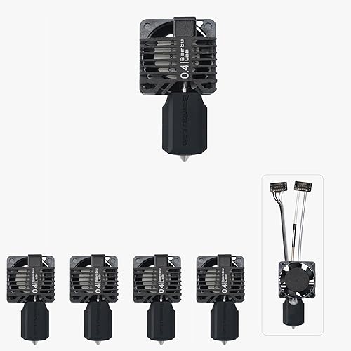 Bamboo LAB Hardened Steel Complete Hotend Kits Set with Fan for Bambu LAB P1,P1P,P1S 3D Printer 0.4MM 5PCS