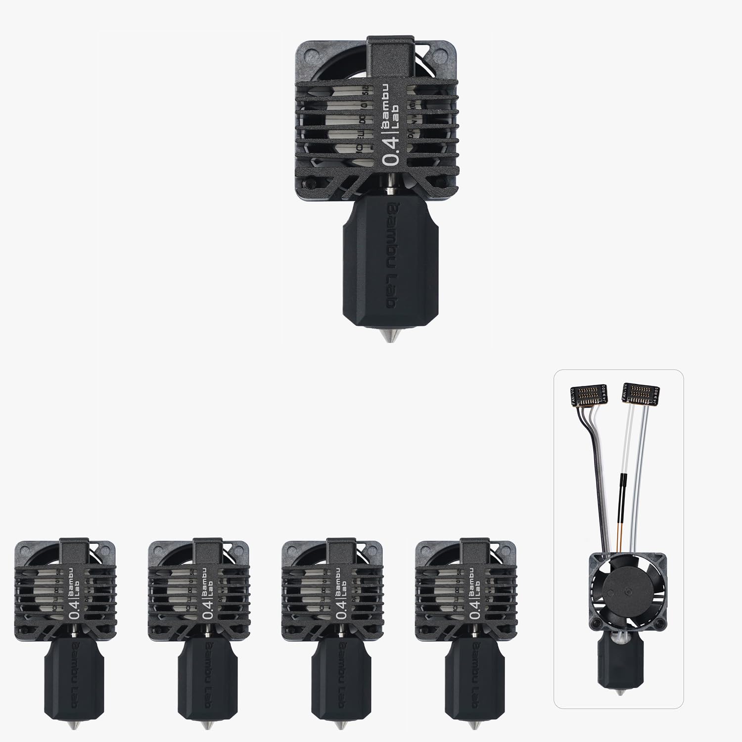 bamboo lab hardened steel complete hotend kits set with fan for bambu lab p1,p1p,p1s 3d printer 0.4mm 5pcs
