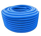 Flexible Polyethylene HDPE Non-Split Corrugated Wire Loom Tubing (Blue, 1' Dia. x 100 ft)