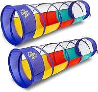Kiddey 2-Pack Pop Up Play Tunnels for Toddlers - Multicolored Crawl Tunnel Indoor/Outdoor Obstacle Course Toy