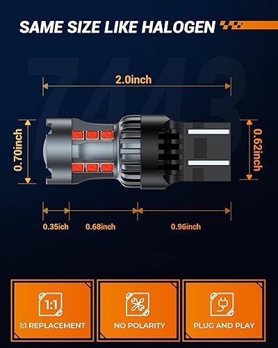 Miniatura 7 de SEALIGHT 7443 7440 Bombilla LED Roja para Luces de Freno, T20 7441 7444 992 W21W Bombilla LED con Proyector para Luces Traseras de Parada, Luces