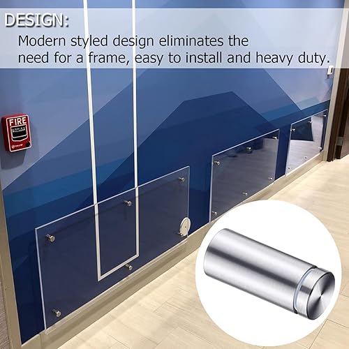 Miniatura 7 de Tornillos de separación, 20 piezas de 12 x 1.18 pulgadas, soportes de vidrio de acero inoxidable, letrero de montaje de herrajes de vidrio, para