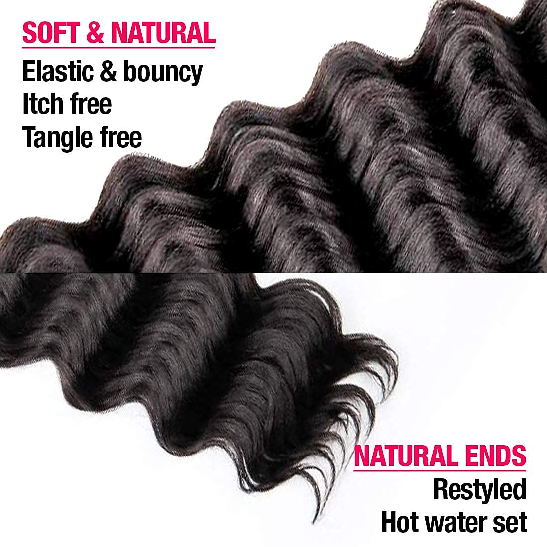 AU-THEN-TIC Ocean Wave Crochet Braiding Hair 20 Inch 6 Packs Synthetic Extensions for Body and Deep Styles, Dark Brown (2)