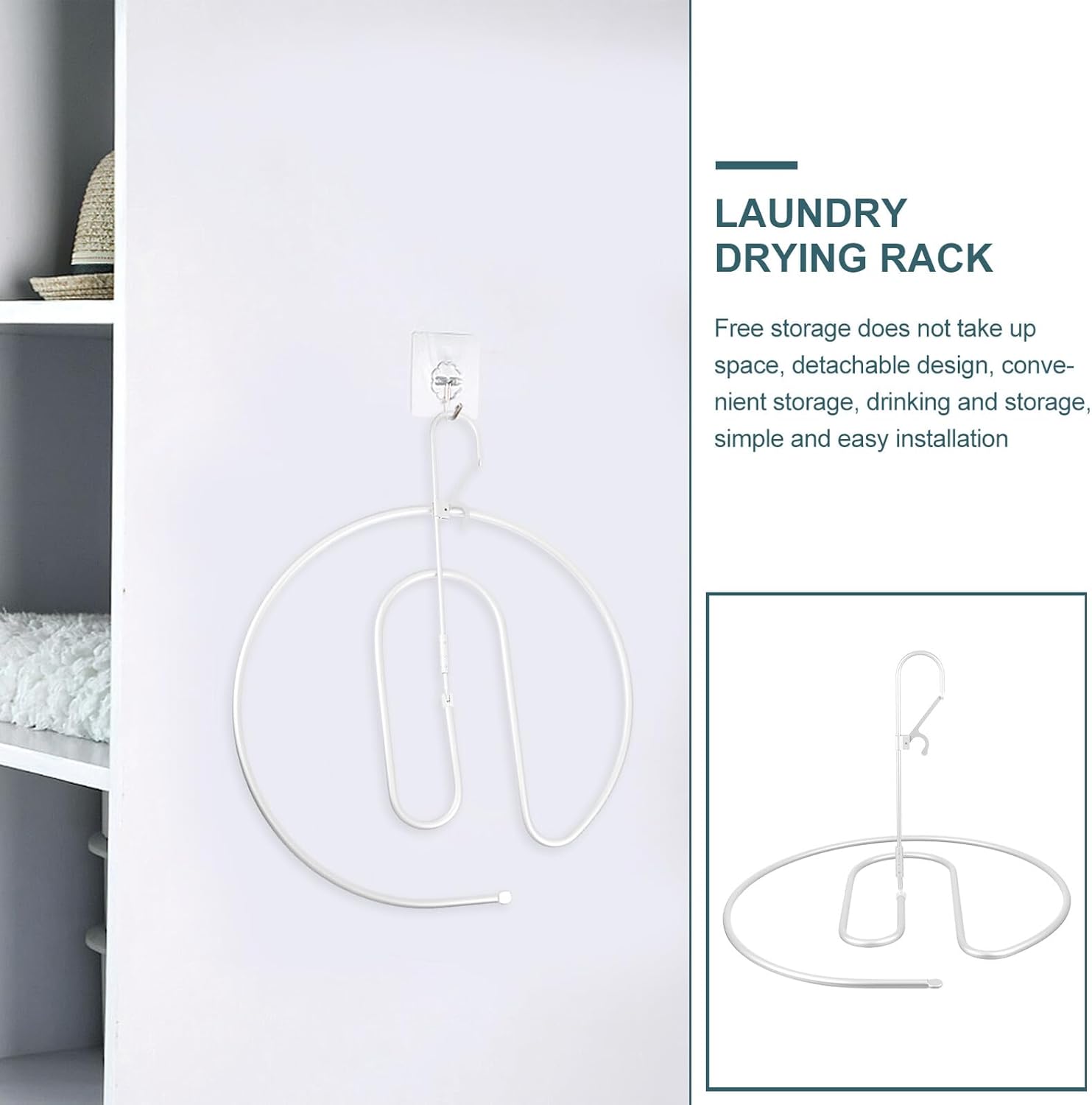 Windproof Spiral Laundry Drying Rack for Bed Sheets and Blankets, Silver Rotating Clothes Hanger Suitable for Indoor and Outdoor Use