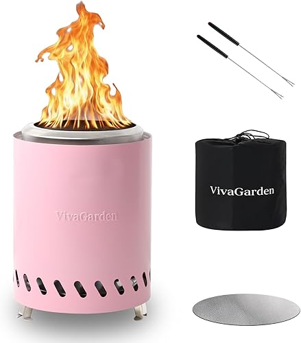 Miniatura 8 de Hoguera Portátil de Mesa, Hoguera de Mesa Sin Humo VivaGarden, Estufa de Leña y Pellets para Acampar al Aire Libre con Bolsa de Transporte,