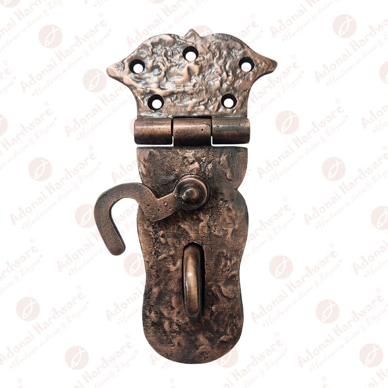 Image of Adonai Hardware inchParan inch Heavy Duty Antique Cast Iron Safety Hasp and Staple with Locking Mechanism (6 inch x 1 Pack, Antique Copper) for Vintage Pirates Treasure Chest, Trunks, Wooden Jewelry Box