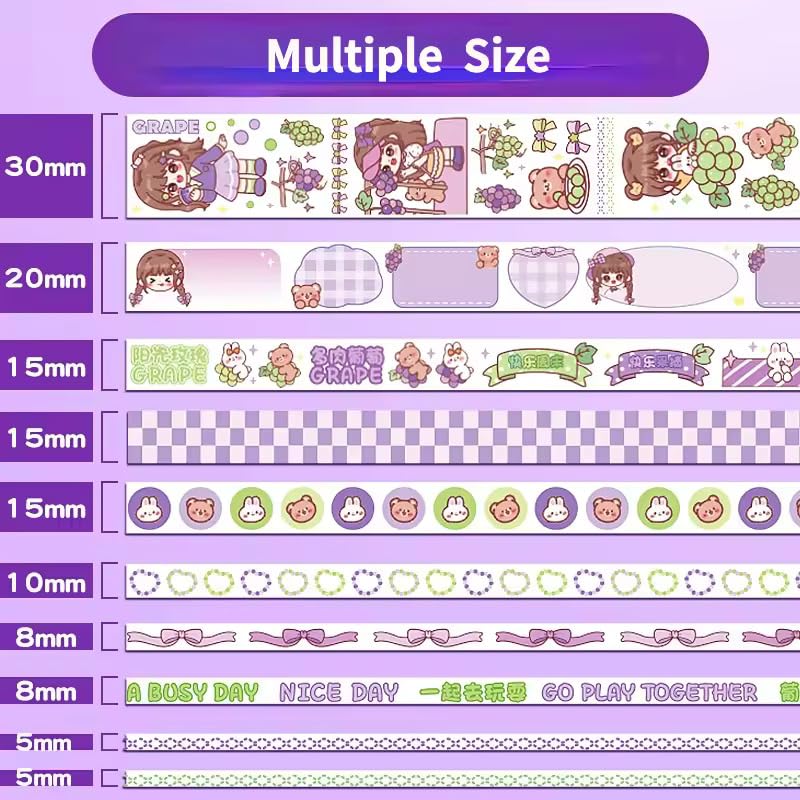 Image of Washi Tape Set - 100 Pcs Designer Decorative Masking Tapes with 20 Pcs Kawaii Stickers, Tweezer, Pen and Spatula in 3 Layer Box, Tapes for DIY Art & Crafts, Wrapping (Multicolor)