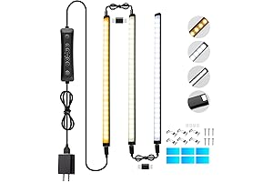 Plug in LED Under Cabinet Lights Bar for Kitchen,Dimmable Mini LED Closet...