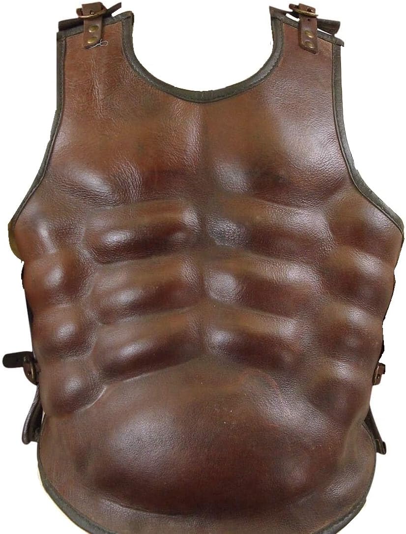 Greek Leather Muscle Armor Brown Roman Cuirass Halloween Costume