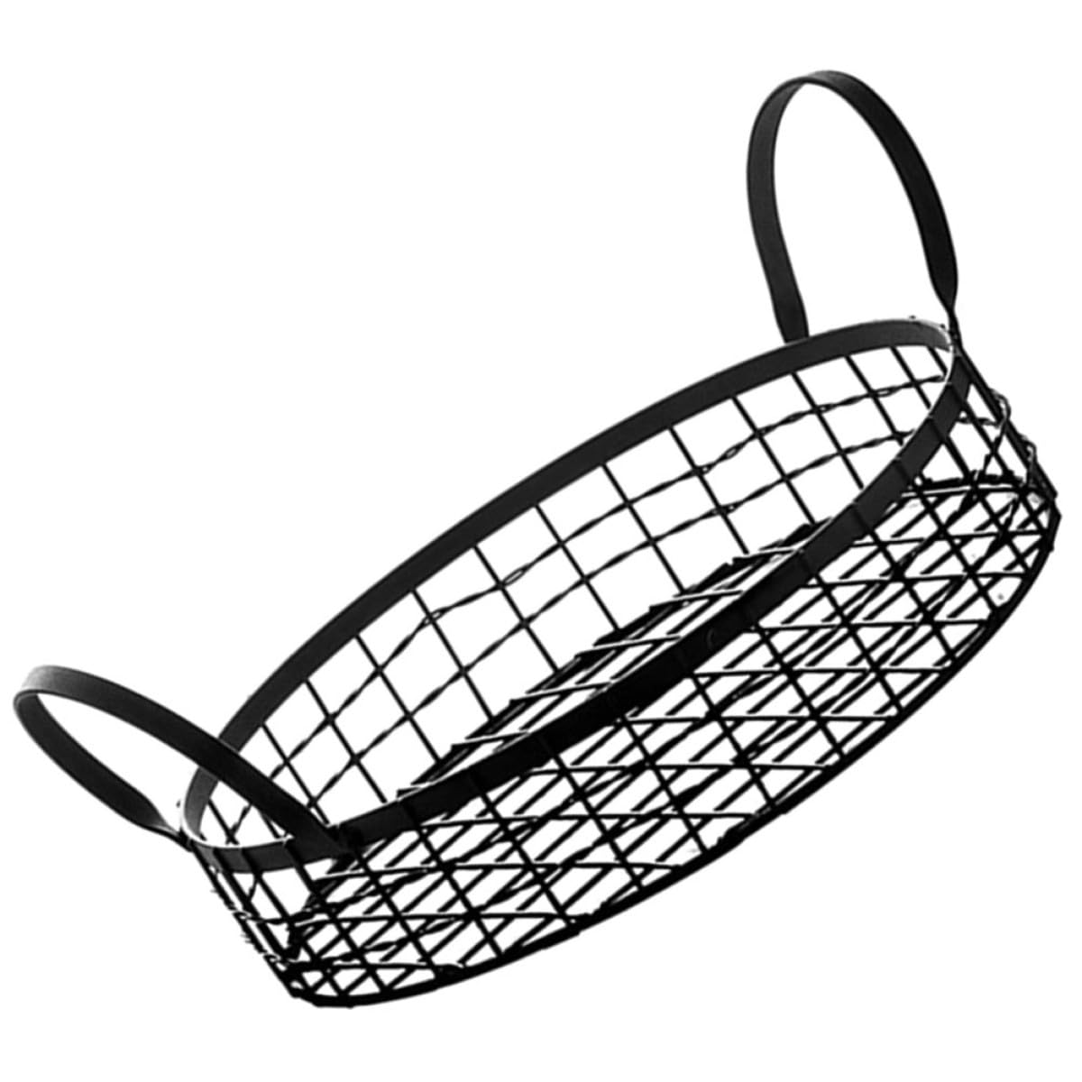 Panier de rangement en métal noir pour organisation de cuisine et corbeille à fruits design