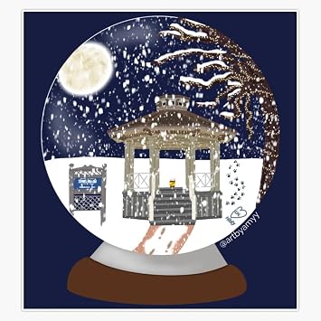 Stars Hollow Snow Globe Magnet Reusable Flexible Magnetic Sticker 5"