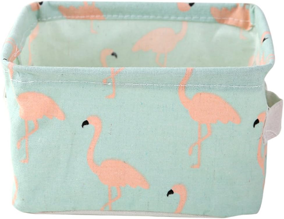 Saumota Home Organizer Nursery Baskets Desktop Storage Storage Bins-Green Flamingo