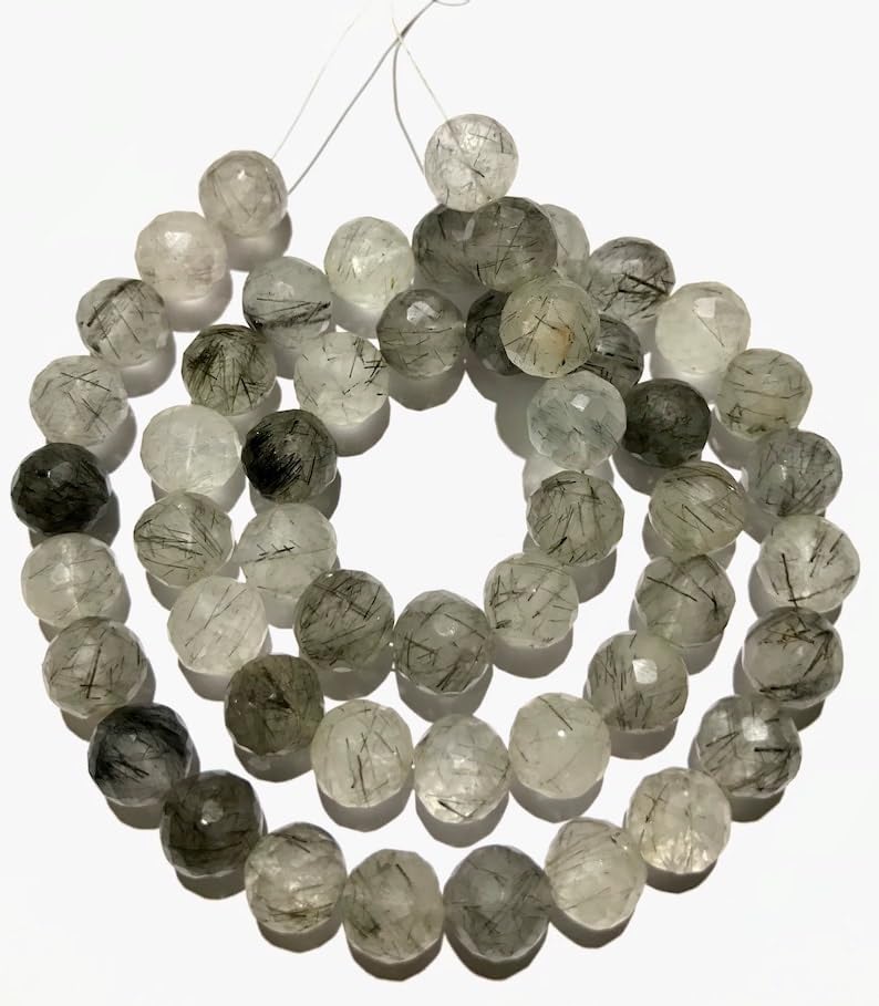 Perles en quartz rutile de 9 mm à facettes, l'éclat d'une pierre fine pour bijoux d'exception