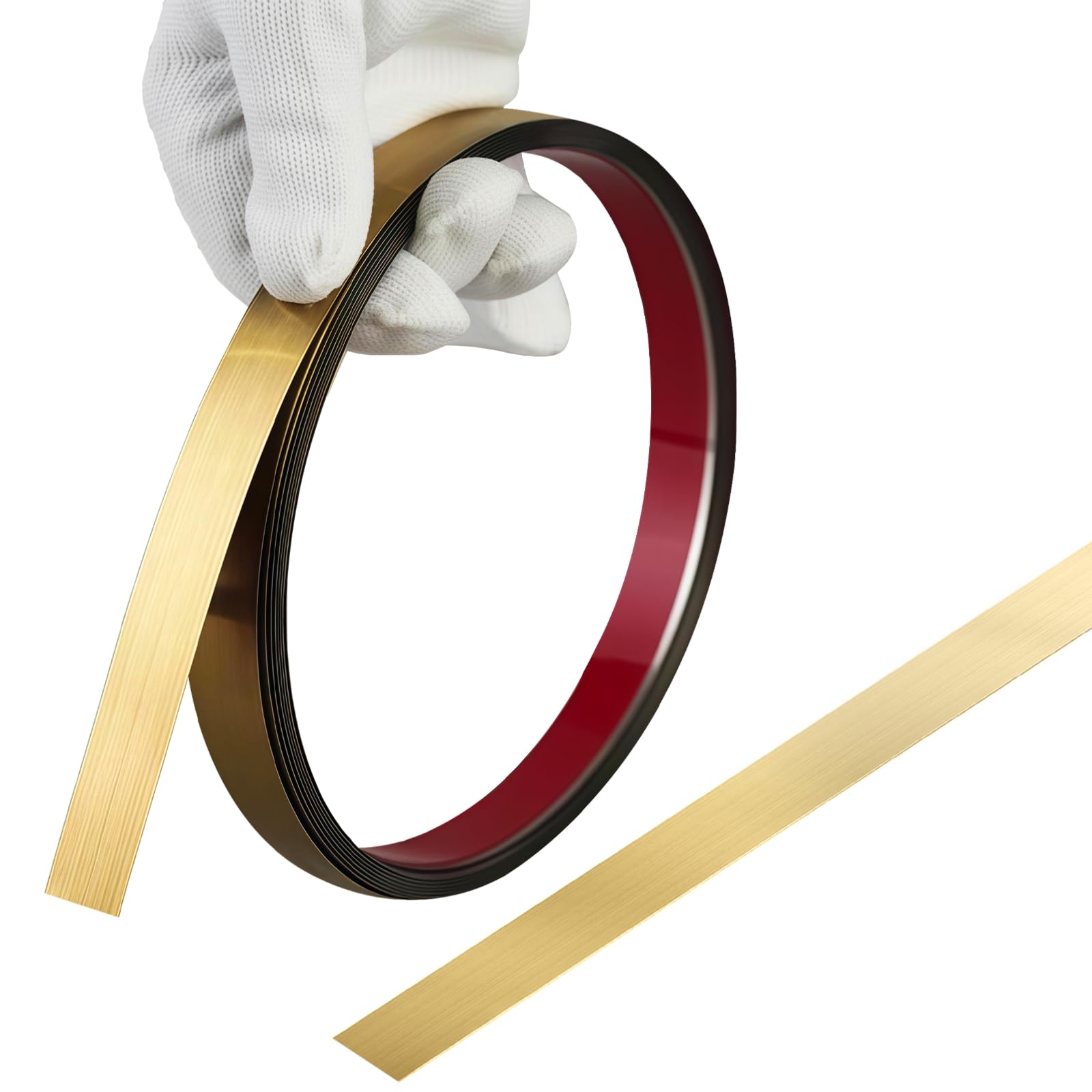 Moldura de acero inoxidable con acabado espejo autoadhesivo que embellece muebles sin herramientas