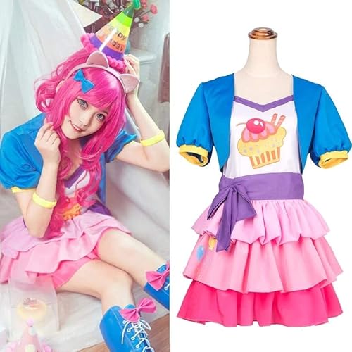 Ecmrad My Girls Women Little Pony Pinkie Pie Human Cosplay Costume Pink Halloween Carnival Costumes (Female, S) #TOP4