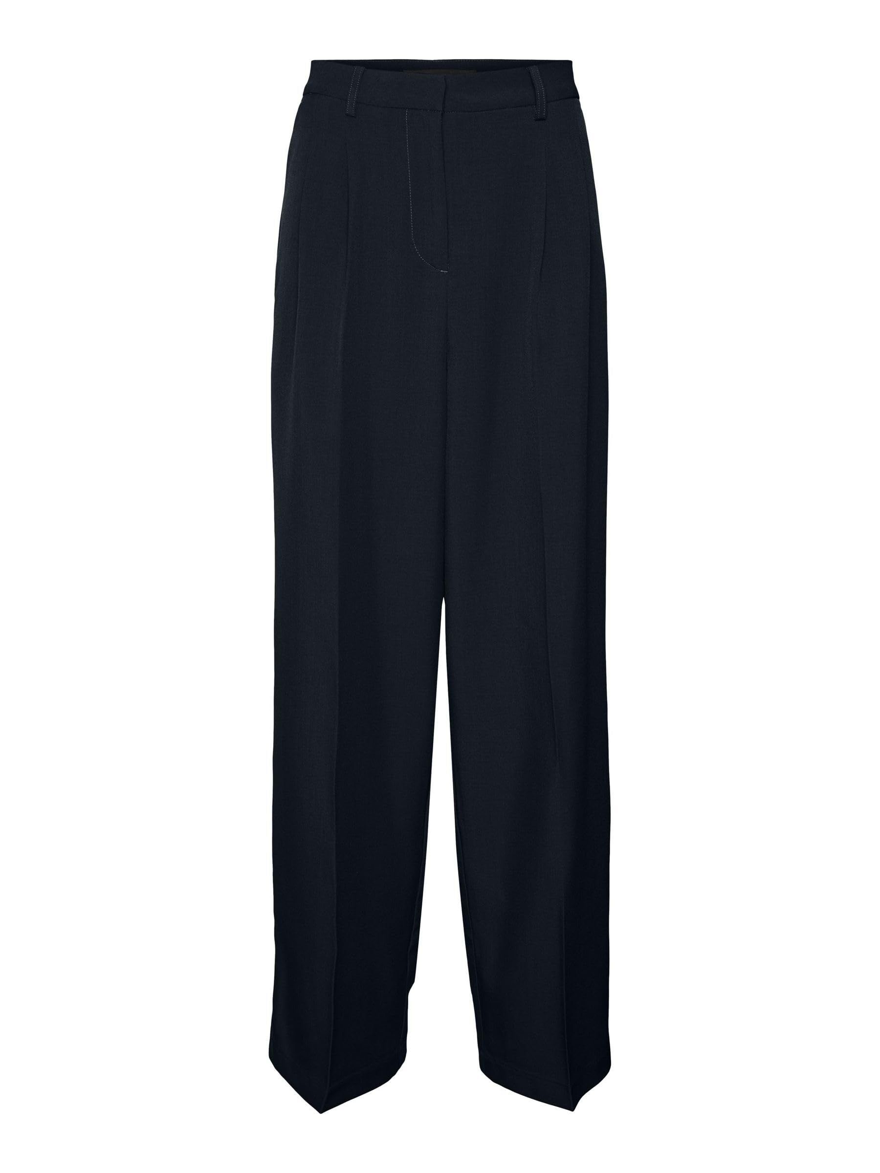 VERO MODA Women's Vmrita Mw Wide Dad Trousers, Black, M / 32L