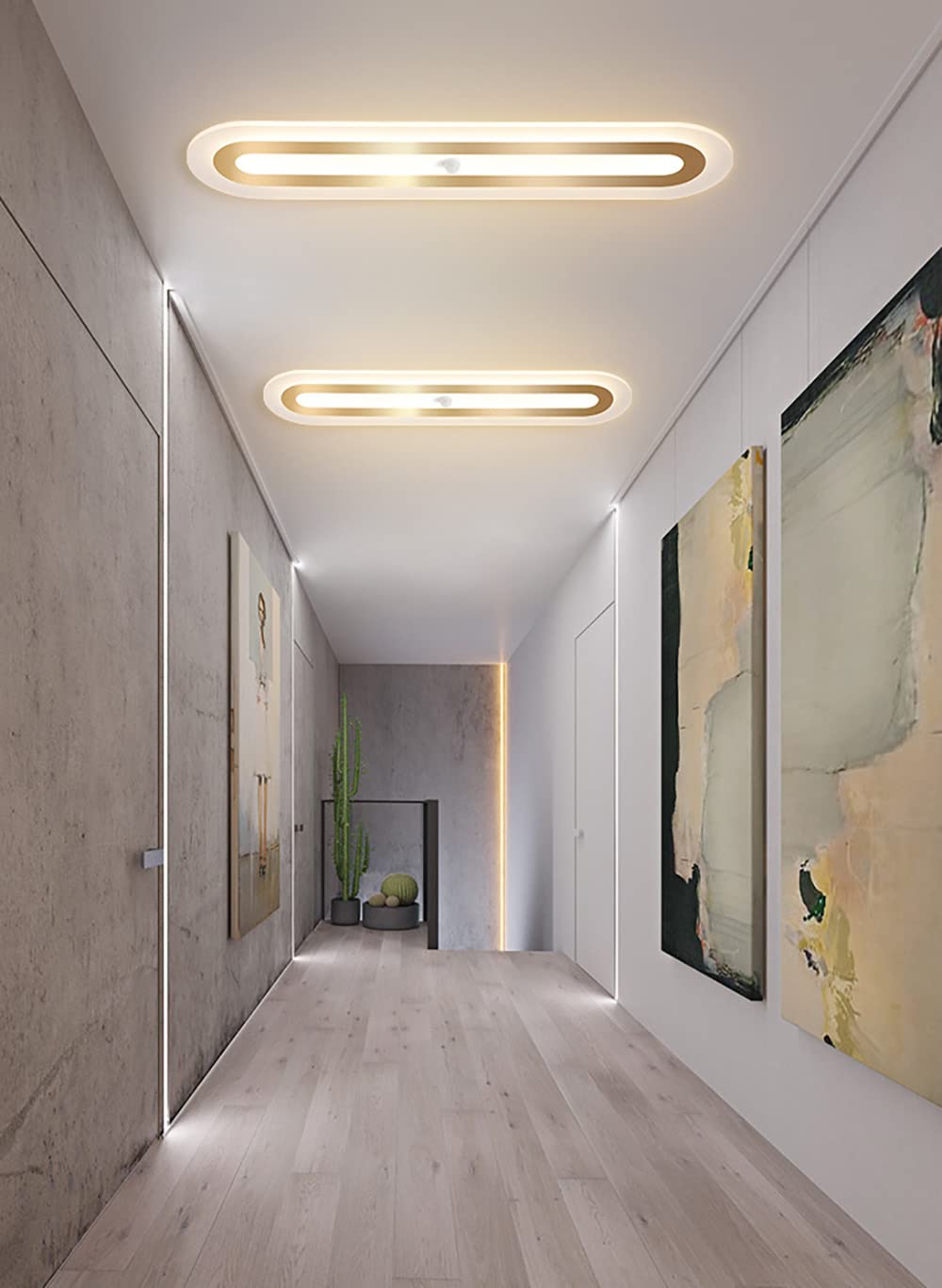 LED Deckenleuchte Mit Bewegungsmelder – 44W, 3400LM, Dämmerungssensor, Für Flur, Treppe & Balkon (60 Cm, Gold)