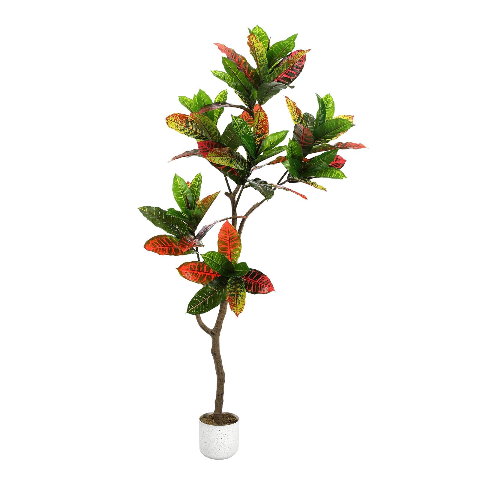 Litake Realistische Kunstpflanze Fiddle-Leaf-Feigenbaum – Naturstamm, pflegeleicht, lebensechte PEVA-Blätter – Dekoration für Wohnzimmer, Büro, Flur – 150 cm – Golden Banyan