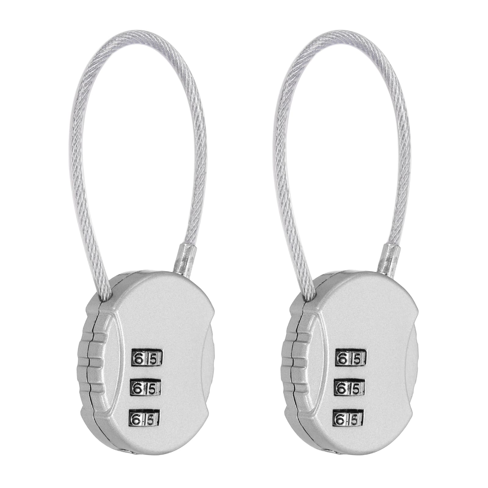 M METERXITY 2-Pack Combo Padlock Round 3-Digit Password, Silver